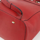 CELINE Backpack Leather Red Gold Auth ARZ853-16
