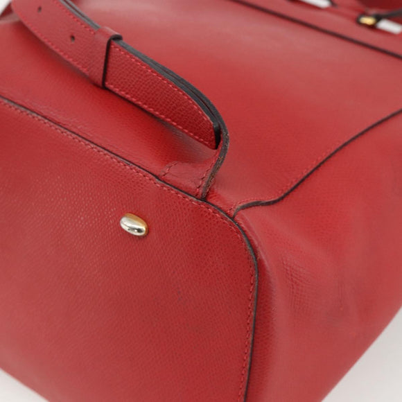 CELINE Backpack Leather Red Gold Auth ARZ853