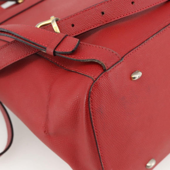 CELINE Backpack Leather Red Gold Auth ARZ853