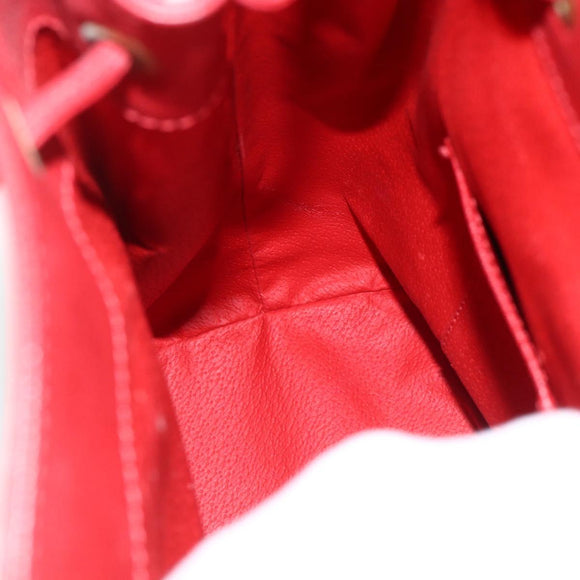CELINE Backpack Leather Red Gold Auth ARZ853