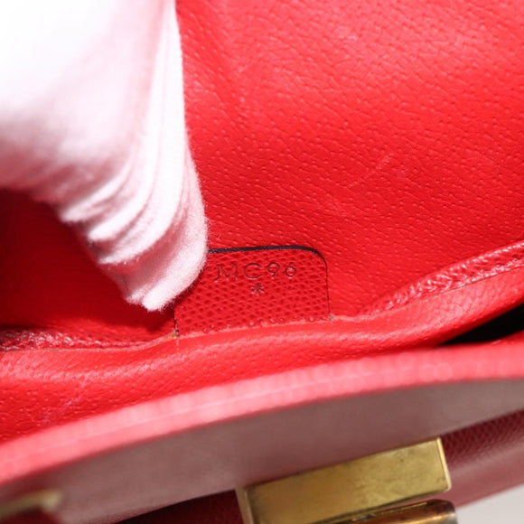 CELINE Backpack Leather Red Gold Auth ARZ853