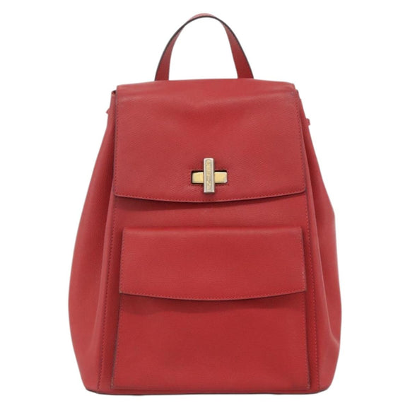 CELINE Backpack Leather Red Gold Auth ARZ853