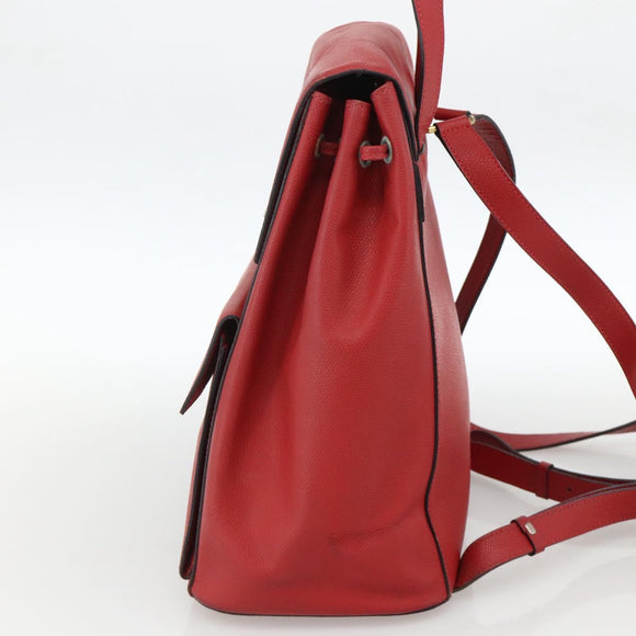 CELINE Backpack Leather Red Gold Auth ARZ853
