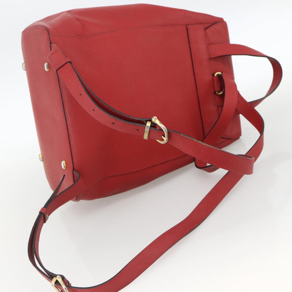 CELINE Backpack Leather Red Gold Auth ARZ853