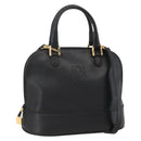 LOEWE Anagram Hand Bag Leather 2way Black Gold Auth ARZ855-1