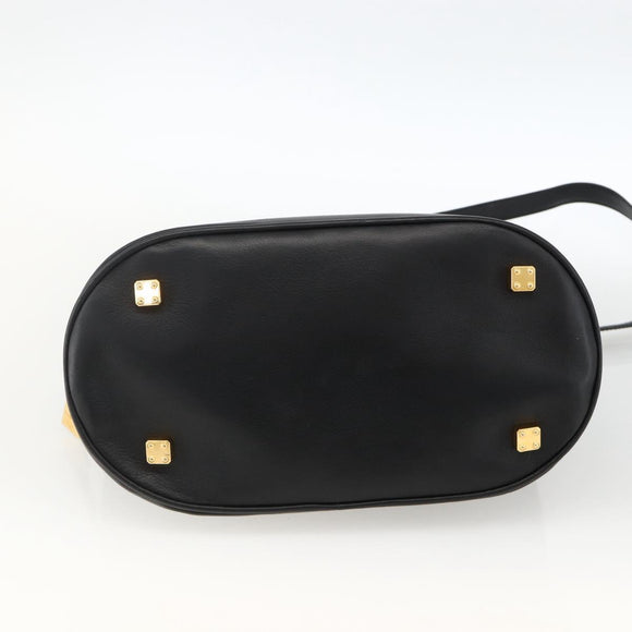 LOEWE Anagram Hand Bag Leather 2way Black Gold Auth ARZ855