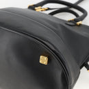 LOEWE Anagram Hand Bag Leather 2way Black Gold Auth ARZ855-17