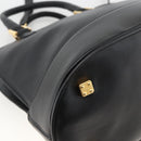 LOEWE Anagram Hand Bag Leather 2way Black Gold Auth ARZ855-18