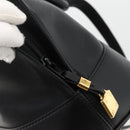 LOEWE Anagram Hand Bag Leather 2way Black Gold Auth ARZ855-19