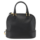 LOEWE Anagram Hand Bag Leather 2way Black Gold Auth ARZ855-13