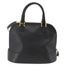 LOEWE Anagram Hand Bag Leather 2way Black Gold Auth ARZ855-2