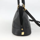 LOEWE Anagram Hand Bag Leather 2way Black Gold Auth ARZ855-3