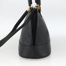 LOEWE Anagram Hand Bag Leather 2way Black Gold Auth ARZ855-4