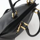 LOEWE Anagram Hand Bag Leather 2way Black Gold Auth ARZ855-6