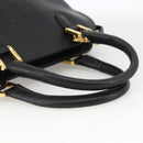 LOEWE Anagram Hand Bag Leather 2way Black Gold Auth ARZ855-7