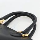 LOEWE Anagram Hand Bag Leather 2way Black Gold Auth ARZ855-14