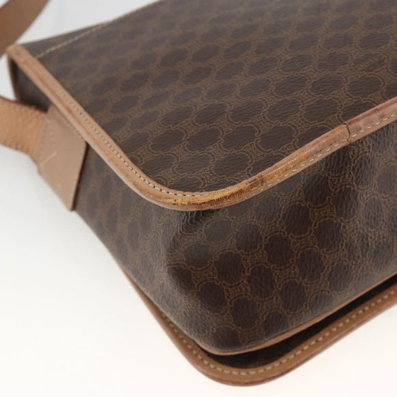 CELINE Macadam Canvas Shoulder Bag PVC Leather Brown Gold Auth ARZ857