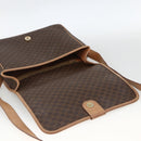 CELINE Macadam Canvas Shoulder Bag PVC Leather Brown Gold Auth ARZ857-18