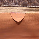 CELINE Macadam Canvas Shoulder Bag PVC Leather Brown Gold Auth ARZ857-12