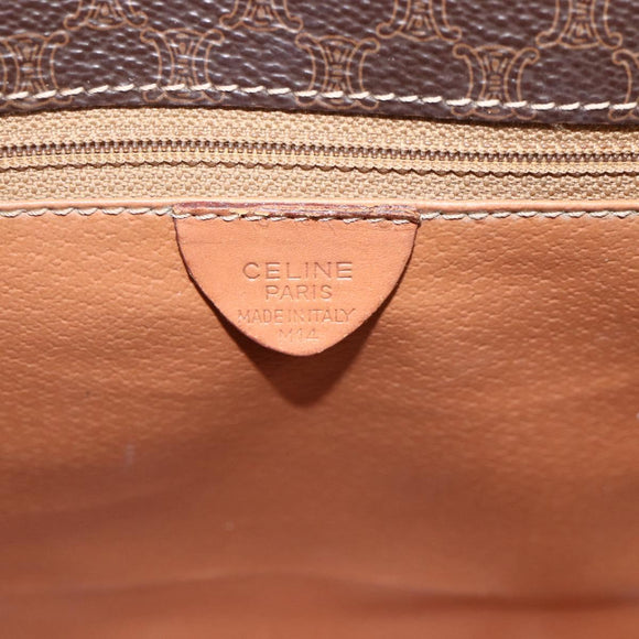CELINE Macadam Canvas Shoulder Bag PVC Leather Brown Gold Auth ARZ857