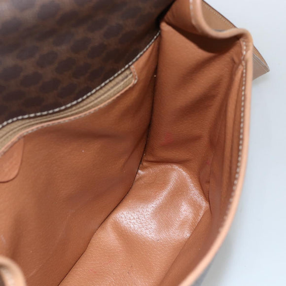CELINE Macadam Canvas Shoulder Bag PVC Leather Brown Gold Auth ARZ857