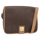 CELINE Macadam Canvas Shoulder Bag PVC Leather Brown Gold Auth ARZ857-1