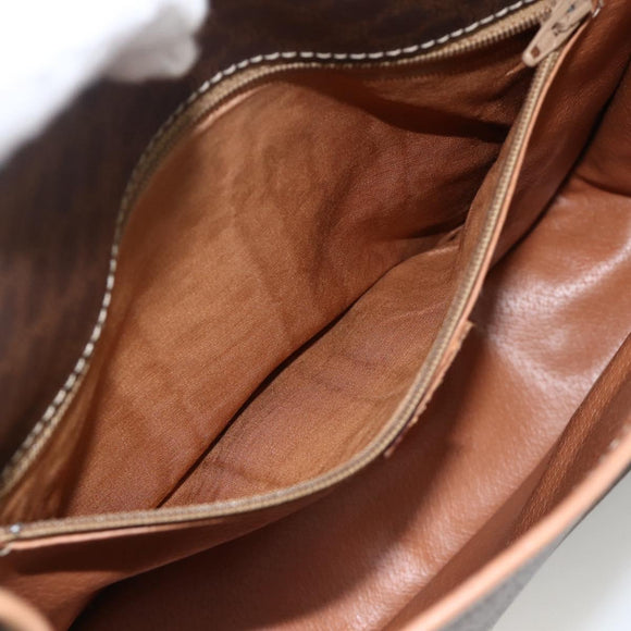 CELINE Macadam Canvas Shoulder Bag PVC Leather Brown Gold Auth ARZ857