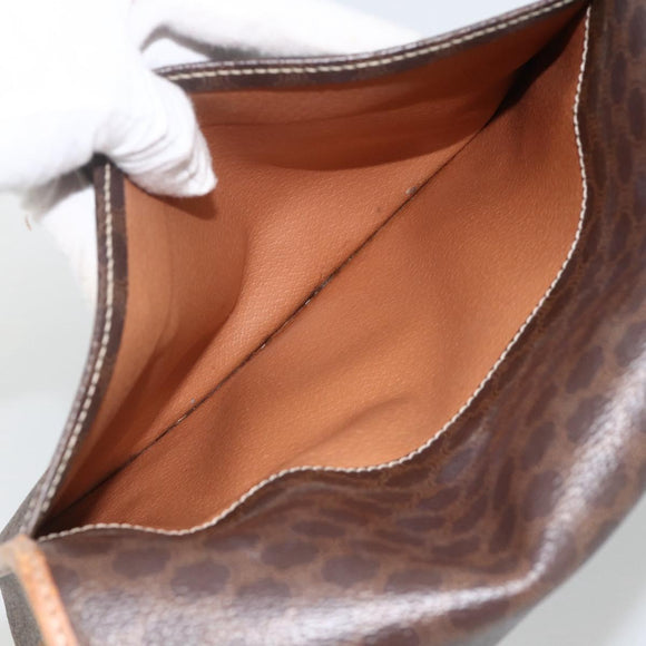 CELINE Macadam Canvas Shoulder Bag PVC Leather Brown Gold Auth ARZ857
