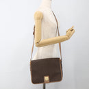CELINE Macadam Canvas Shoulder Bag PVC Leather Brown Gold Auth ARZ857-23