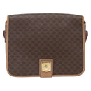CELINE Macadam Canvas Shoulder Bag PVC Leather Brown Gold Auth ARZ857-13