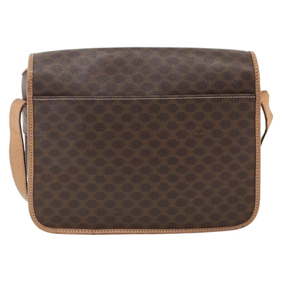 CELINE Macadam Canvas Shoulder Bag PVC Leather Brown Gold Auth ARZ857