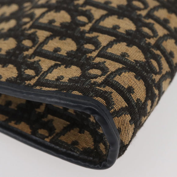 Christian Dior Trotter Canvas Shoulder Bag Navy Gold Auth ARZ859