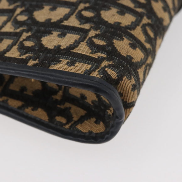 Christian Dior Trotter Canvas Shoulder Bag Navy Gold Auth ARZ859