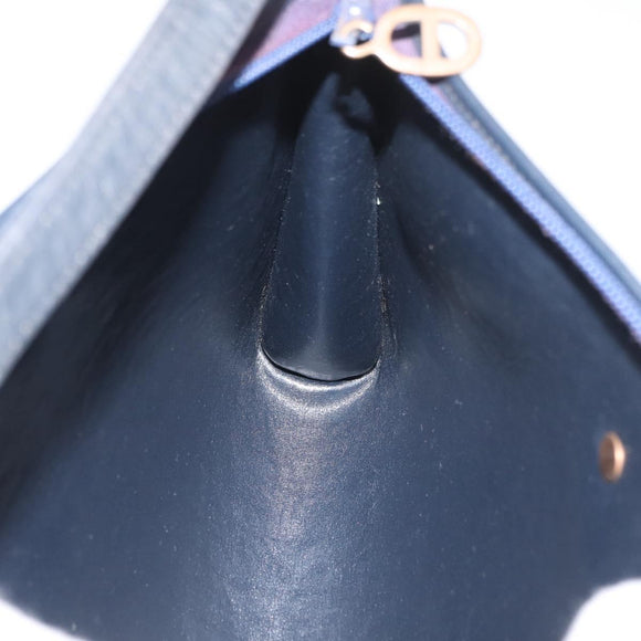Christian Dior Trotter Canvas Shoulder Bag Navy Gold Auth ARZ859