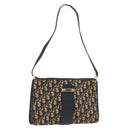 Christian Dior Trotter Canvas Shoulder Bag Navy Gold Auth ARZ859-1