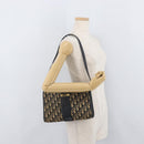 Christian Dior Trotter Canvas Shoulder Bag Navy Gold Auth ARZ859-20