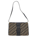 Christian Dior Trotter Canvas Shoulder Bag Navy Gold Auth ARZ859-2