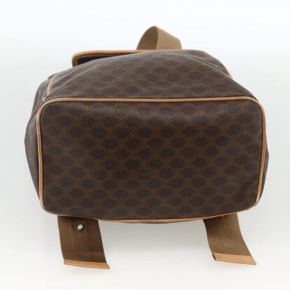 CELINE Macadam Canvas Backpack PVC Leather Brown Gold Auth ARZ862