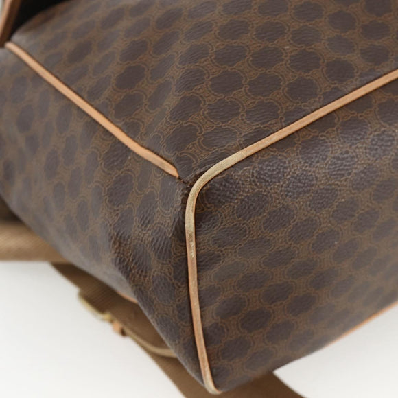 CELINE Macadam Canvas Backpack PVC Leather Brown Gold Auth ARZ862