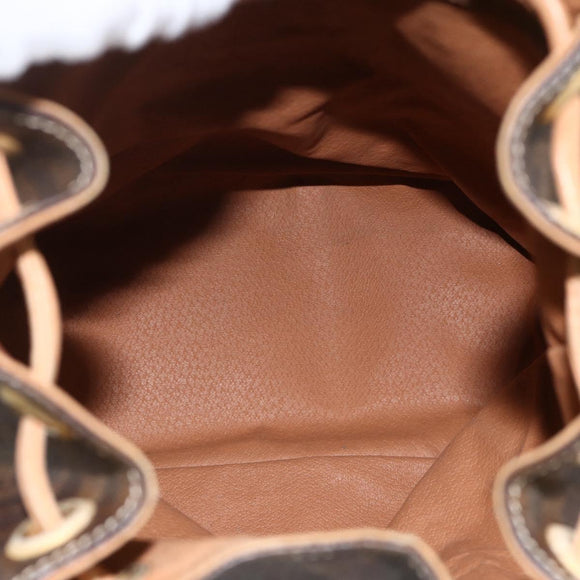 CELINE Macadam Canvas Backpack PVC Leather Brown Gold Auth ARZ862