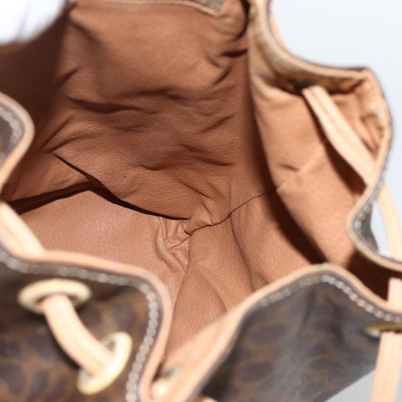 CELINE Macadam Canvas Backpack PVC Leather Brown Gold Auth ARZ862