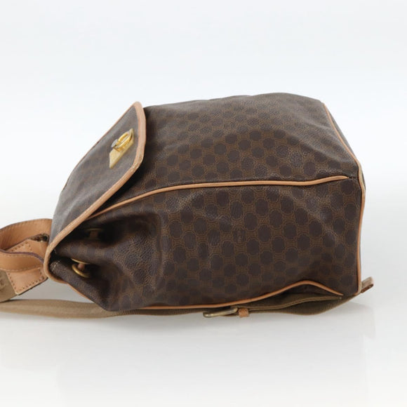 CELINE Macadam Canvas Backpack PVC Leather Brown Gold Auth ARZ862