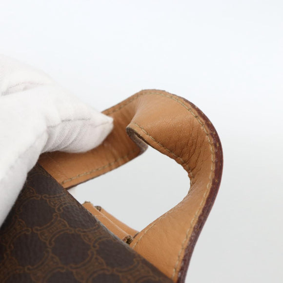 CELINE Macadam Canvas Backpack PVC Leather Brown Gold Auth ARZ862