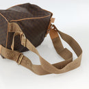 CELINE Macadam Canvas Backpack PVC Leather Brown Gold Auth ARZ862-9