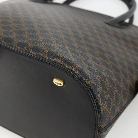 CELINE Macadam Canvas Hand Bag PVC Leather 2way Black Gold Auth ARZ869A