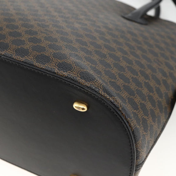 CELINE Macadam Canvas Hand Bag PVC Leather 2way Black Gold Auth ARZ869A