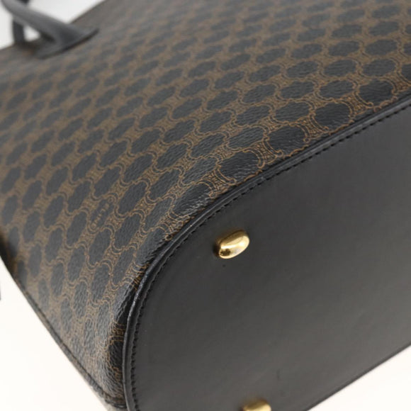 CELINE Macadam Canvas Hand Bag PVC Leather 2way Black Gold Auth ARZ869A