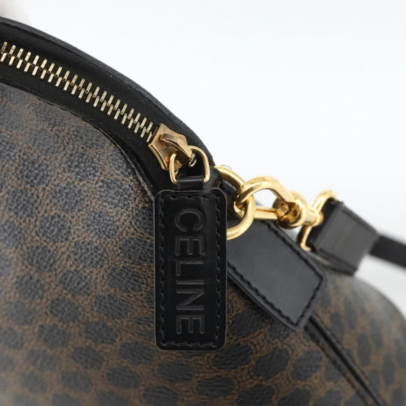 CELINE Macadam Canvas Hand Bag PVC Leather 2way Black Gold Auth ARZ869A