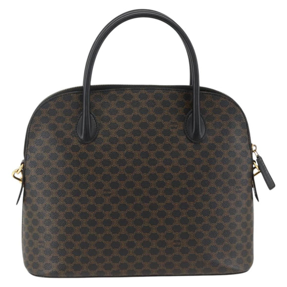 CELINE Macadam Canvas Hand Bag PVC Leather 2way Black Gold Auth ARZ869A