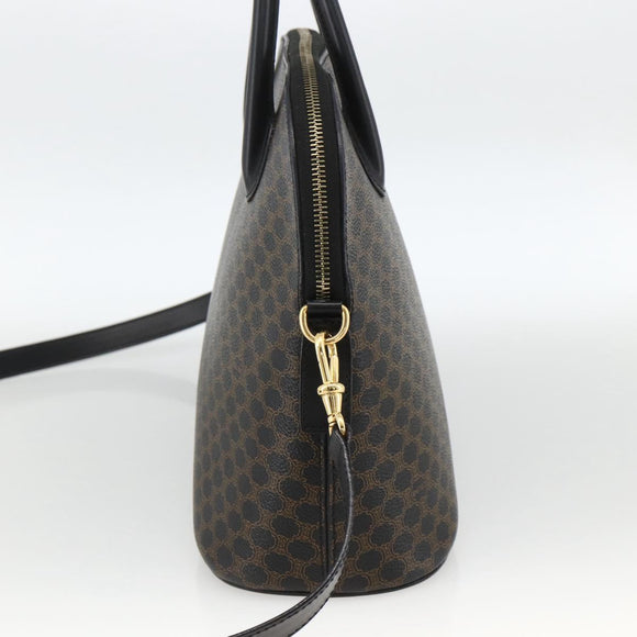CELINE Macadam Canvas Hand Bag PVC Leather 2way Black Gold Auth ARZ869A